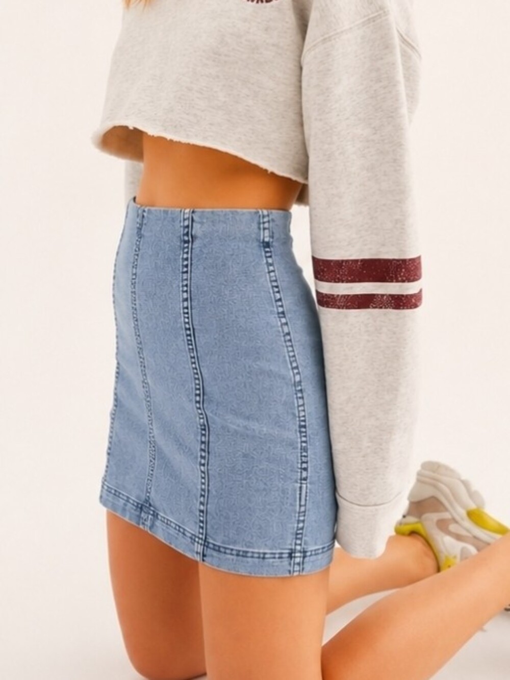 ❤ FREE PEOPLE MODERN FEMME STRETCH DENIM MINI SKIRT, 2 (26) - Picture 2 of 8